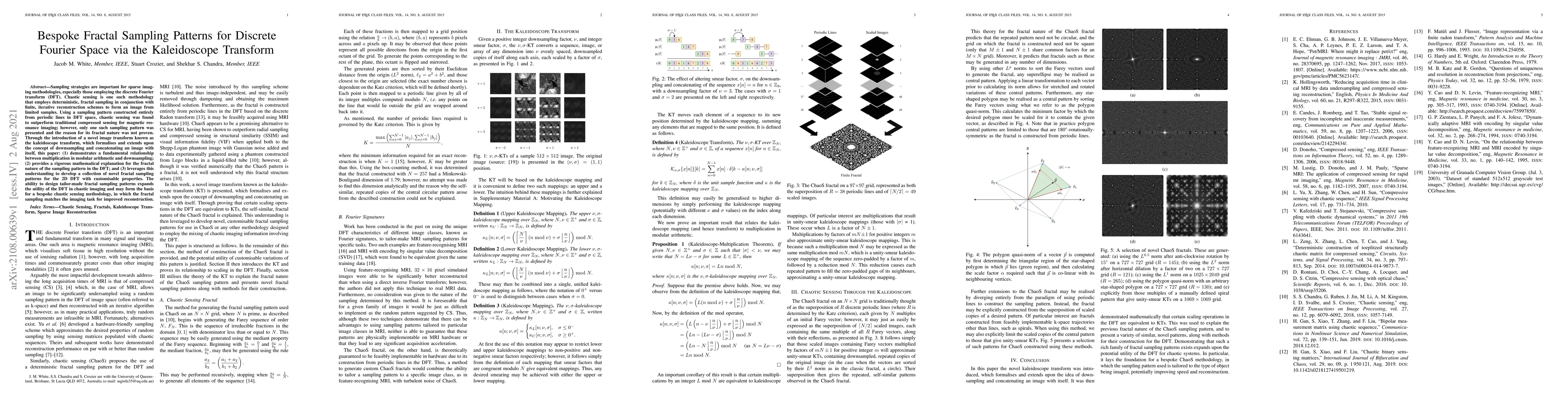 Thumbnail for Bespoke Fractal Sampling Patterns for Discrete Fourier Space via the
  Kaleidoscope Transform