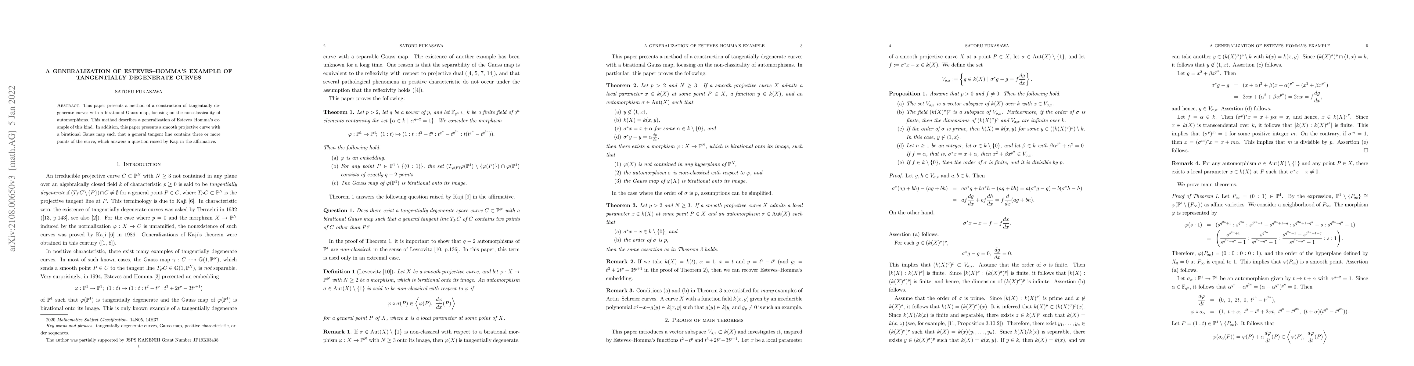 Thumbnail for A generalization of Esteves--Homma's example of tangentially degenerate
  curves