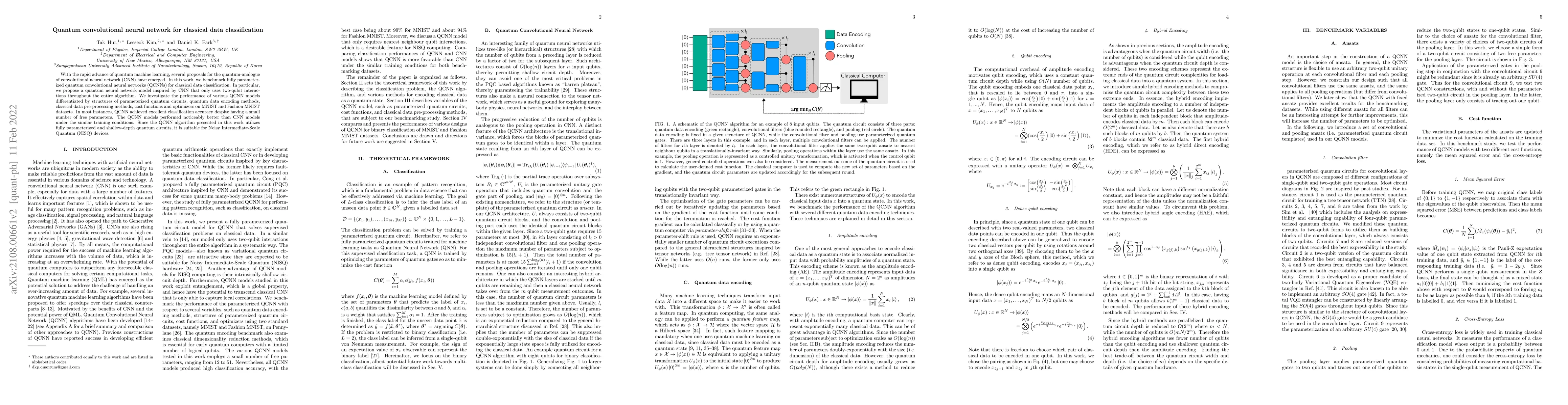 Thumbnail for Quantum convolutional neural network for classical data classification