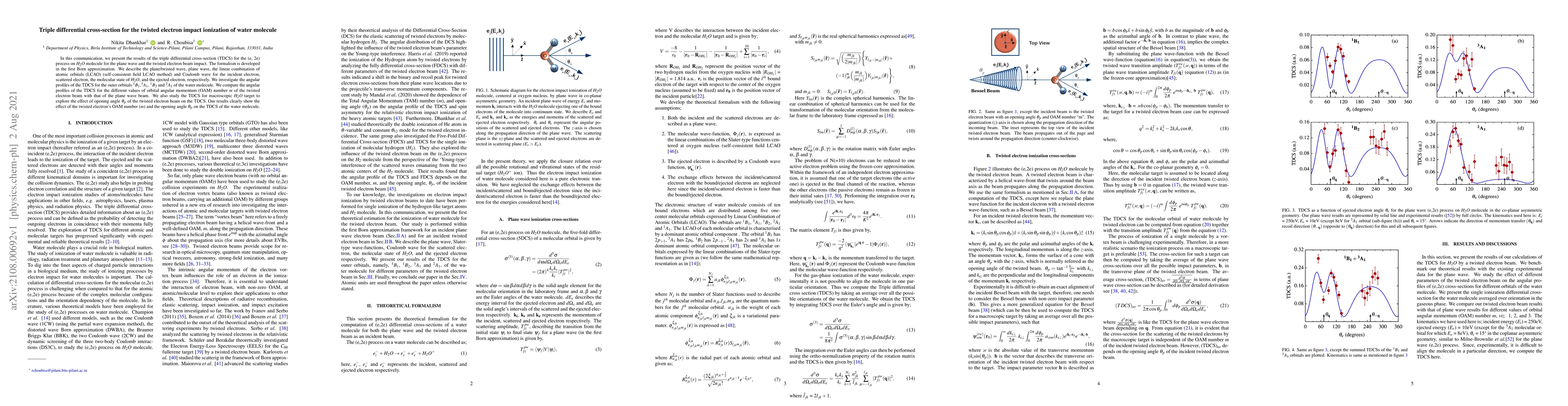 Thumbnail for Triple differential cross-section for the twisted electron impact
  ionization of water molecule