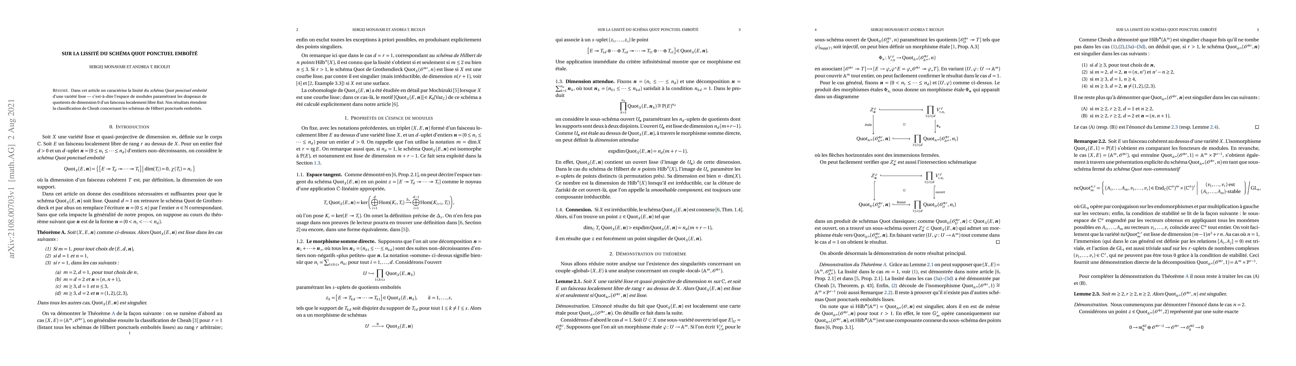 Thumbnail for Sur la lissit\'e du sch\'ema Quot ponctuel embo\^it\'e
