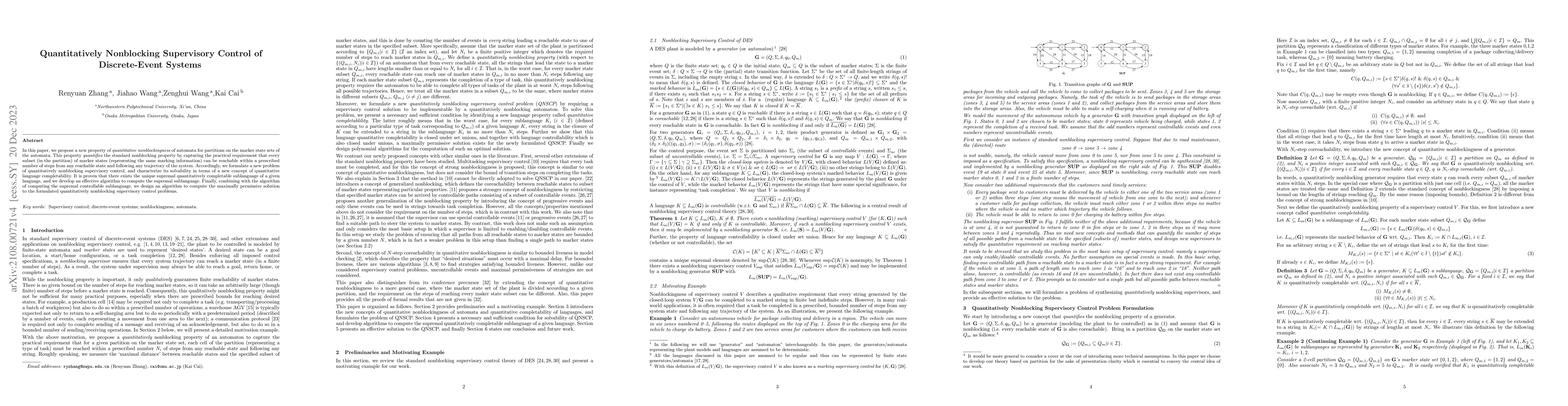 Thumbnail for Quantitatively Nonblocking Supervisory Control of Discrete-Event Systems