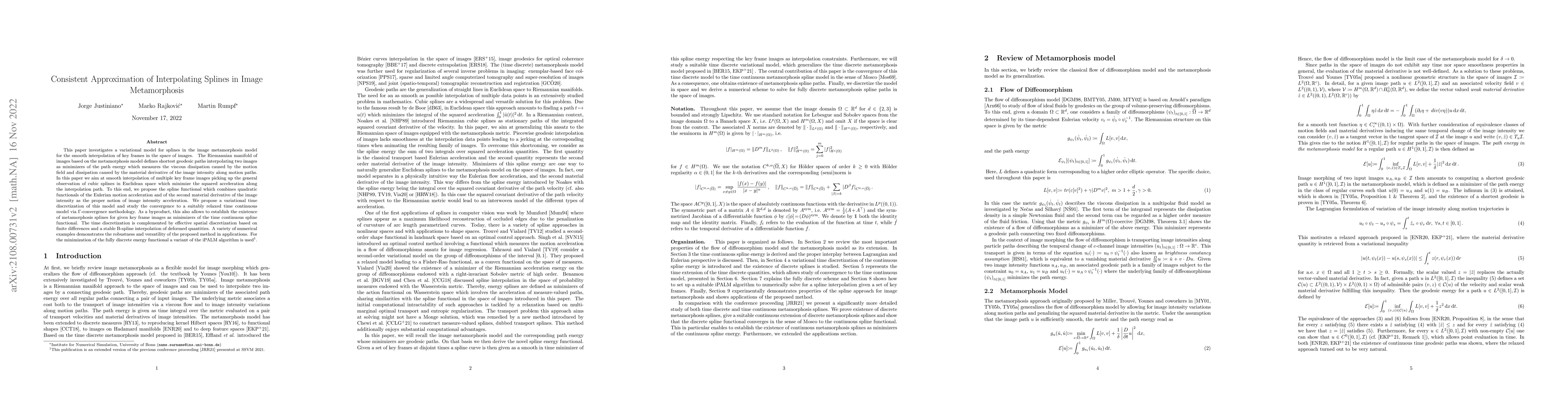 Thumbnail for Consistent Approximation of Interpolating Splines in Image Metamorphosis