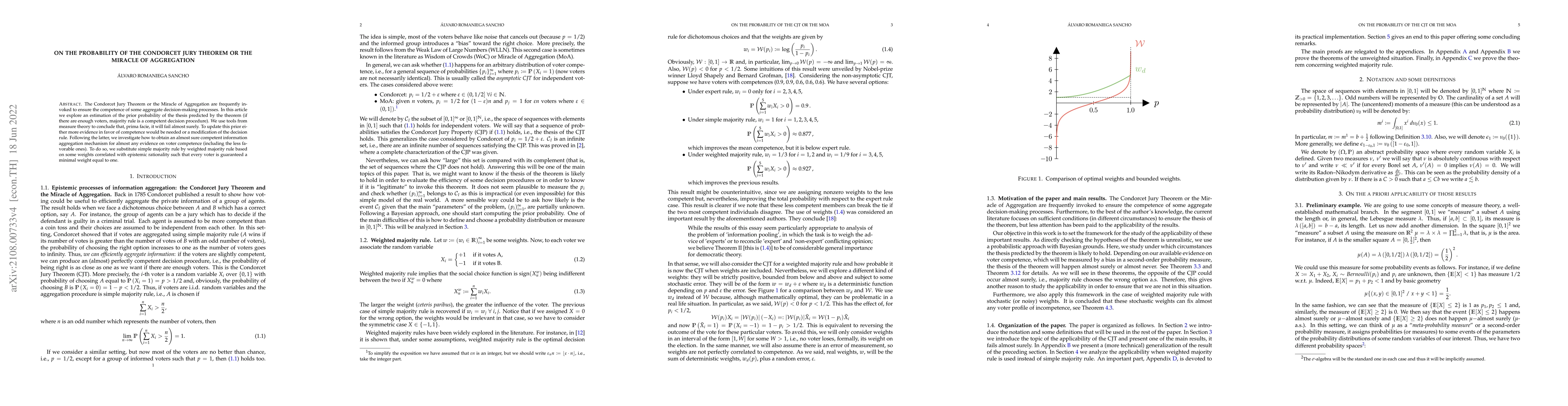 Thumbnail for On the probability of the Condorcet Jury Theorem or the Miracle of
  Aggregation