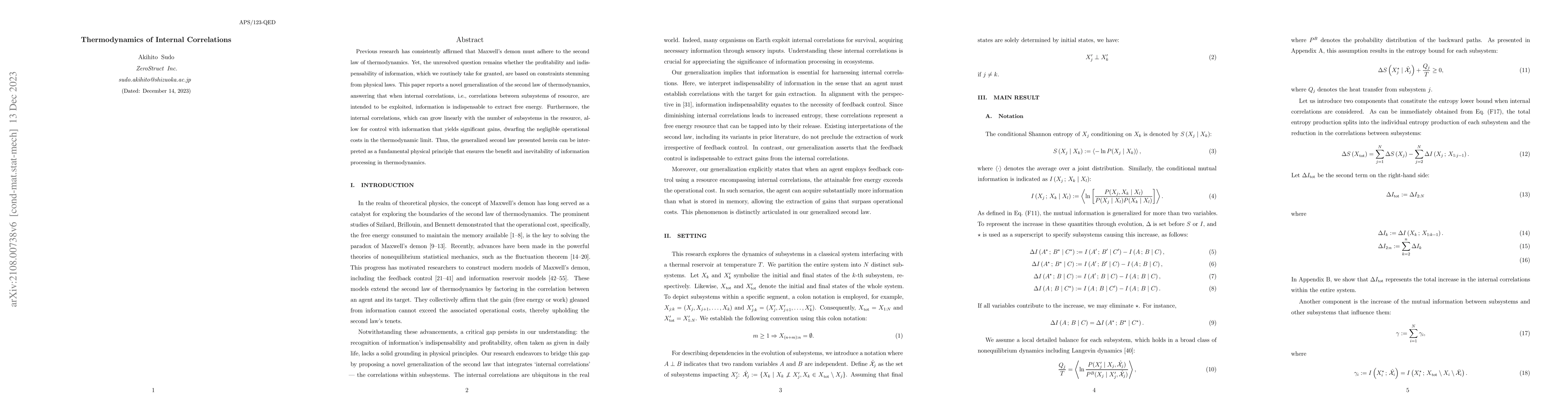 Thumbnail for Thermodynamics of Internal Correlations