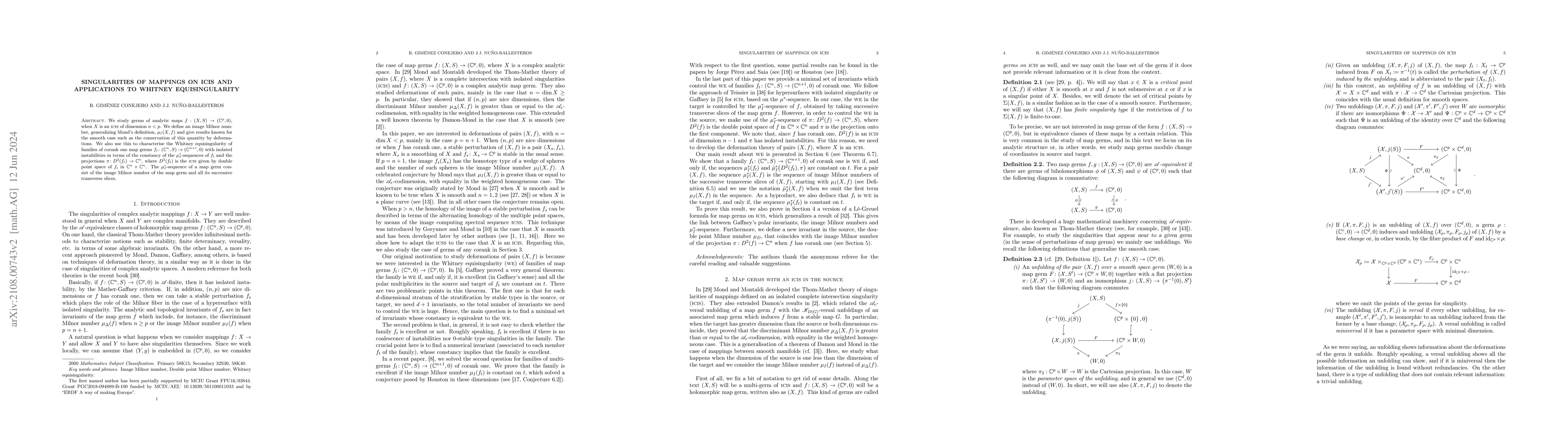 Thumbnail for Singularities of mappings on ICIS and applications to Whitney
  equisingularity