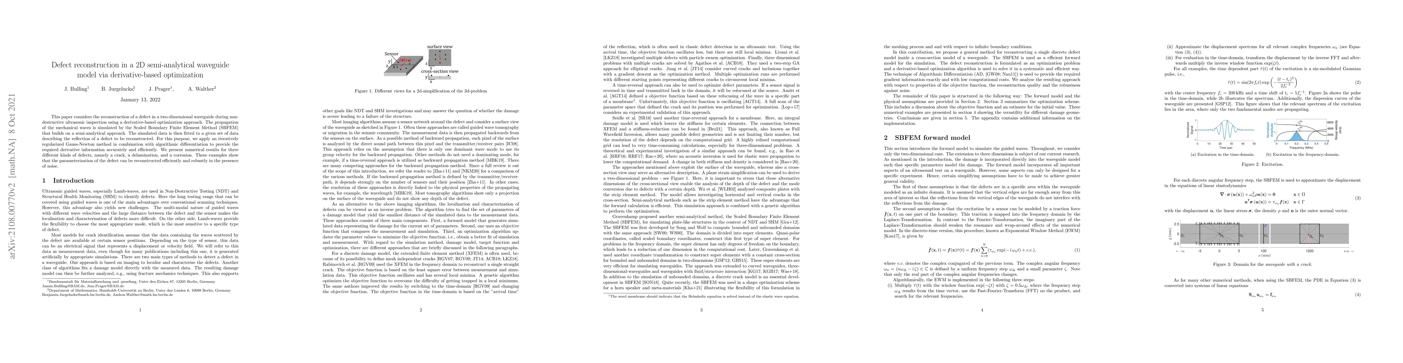 Thumbnail for Defect reconstruction in a 2D semi-analytical waveguide model via
  derivative-based optimization