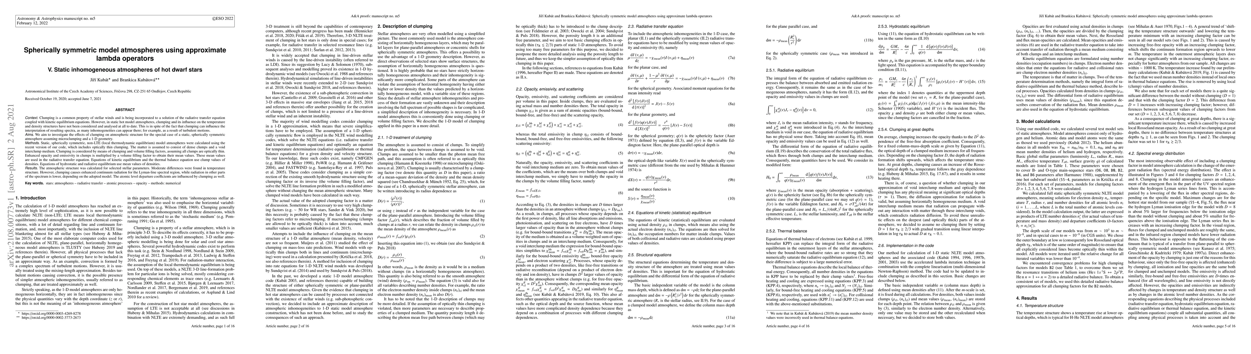 Thumbnail for Spherically symmetric model atmospheres using approximate lambda
  operators V. Static inhomogeneous atmospheres of hot dwarf stars