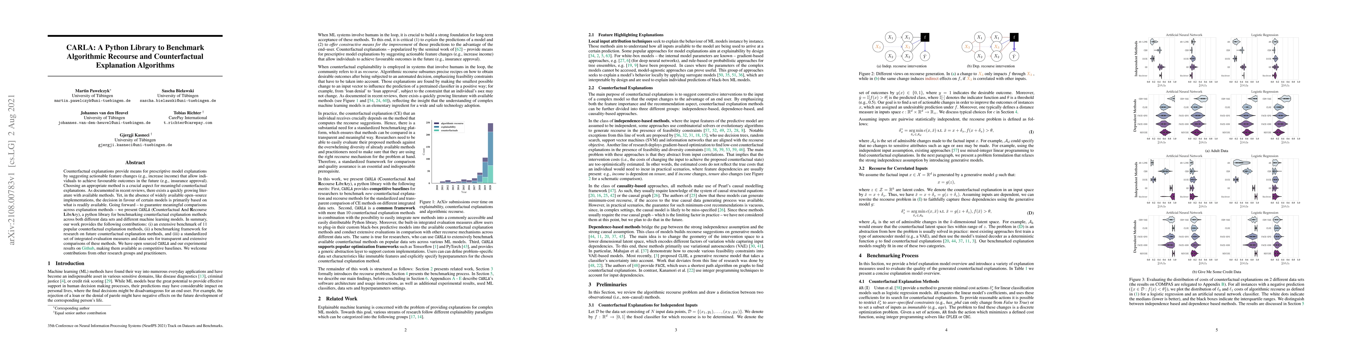 Thumbnail for CARLA: A Python Library to Benchmark Algorithmic Recourse and
  Counterfactual Explanation Algorithms
