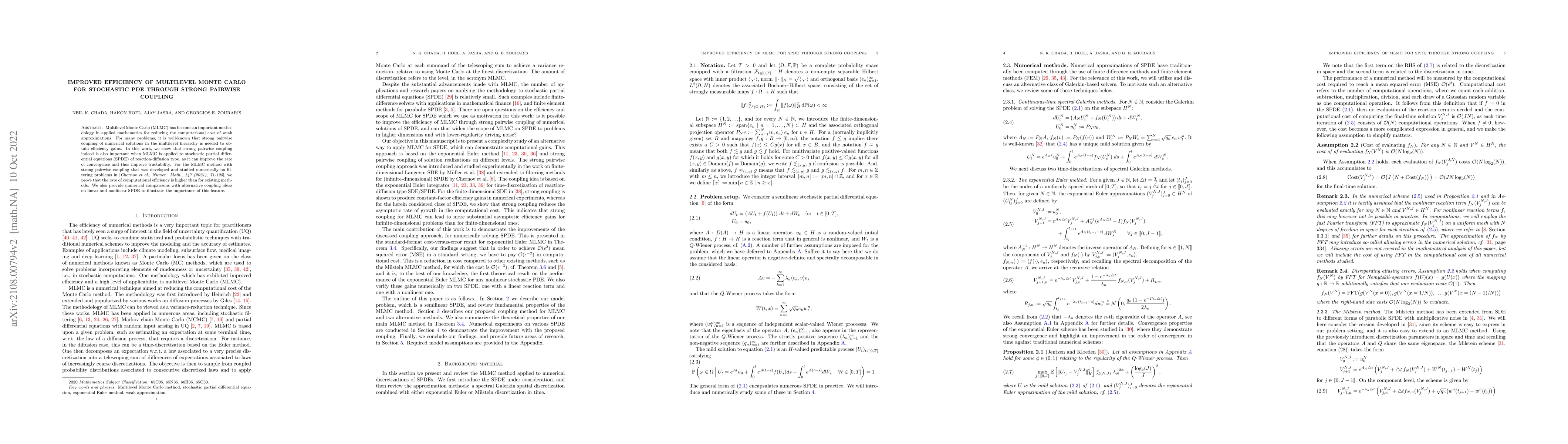 Thumbnail for Improved Efficiency of Multilevel Monte Carlo for Stochastic PDE through
  Strong Pairwise Coupling