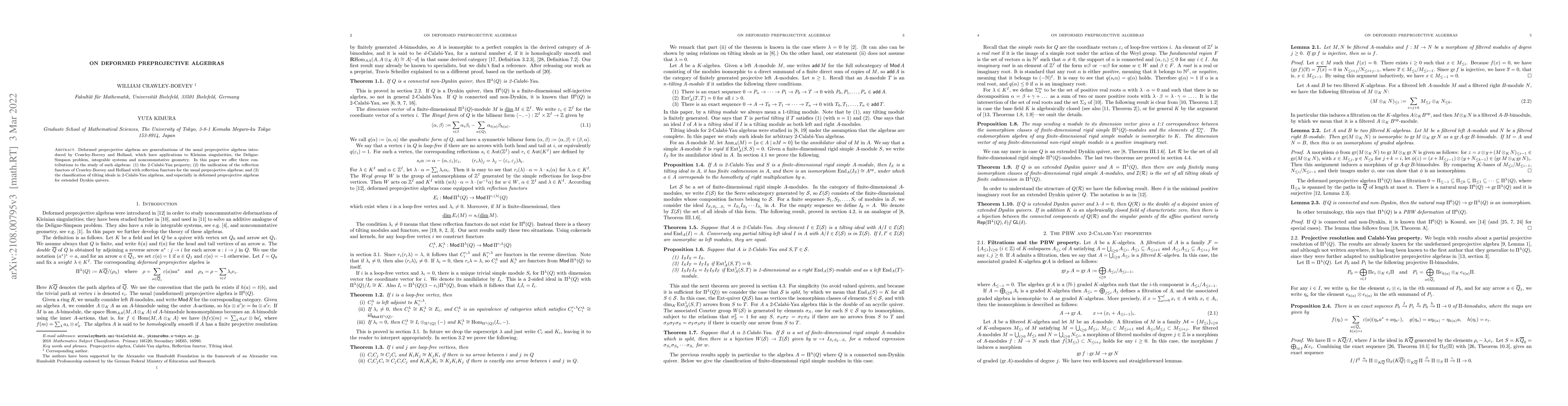 Thumbnail for On deformed preprojective algebras