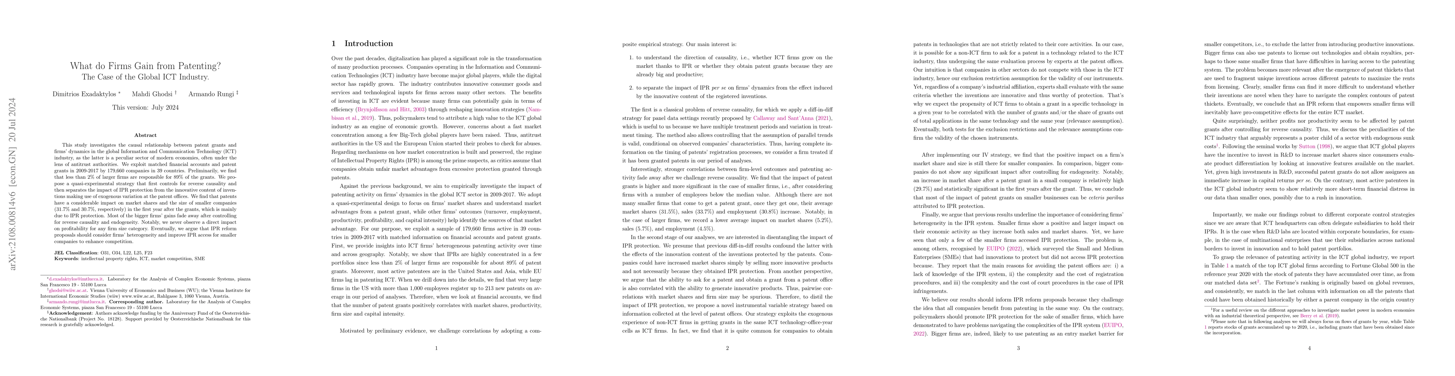 Thumbnail for What do Firms Gain from Patenting? The Case of the Global ICT Industry