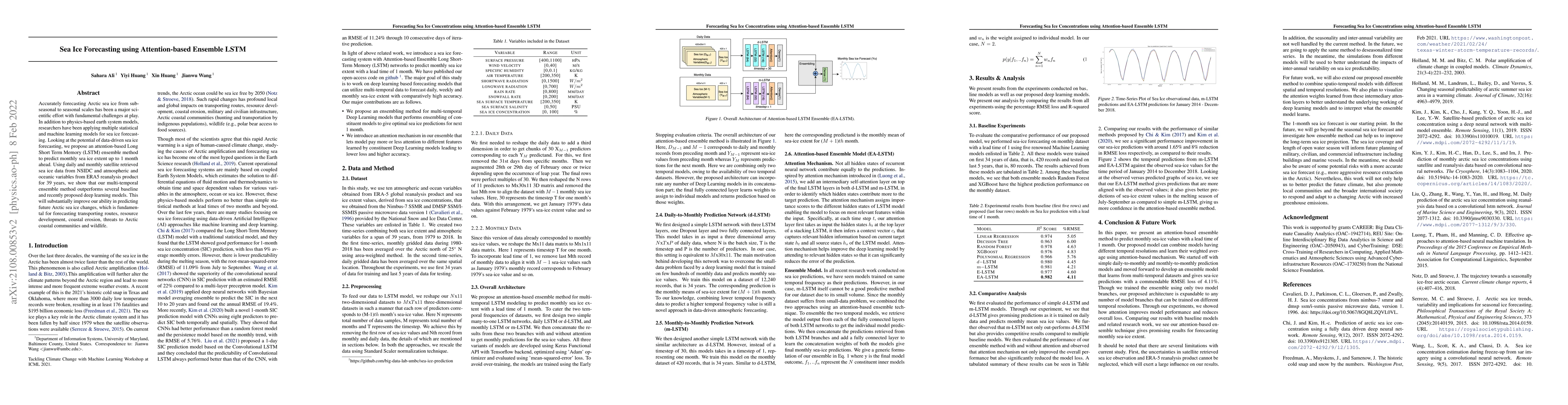 Thumbnail for Sea Ice Forecasting using Attention-based Ensemble LSTM