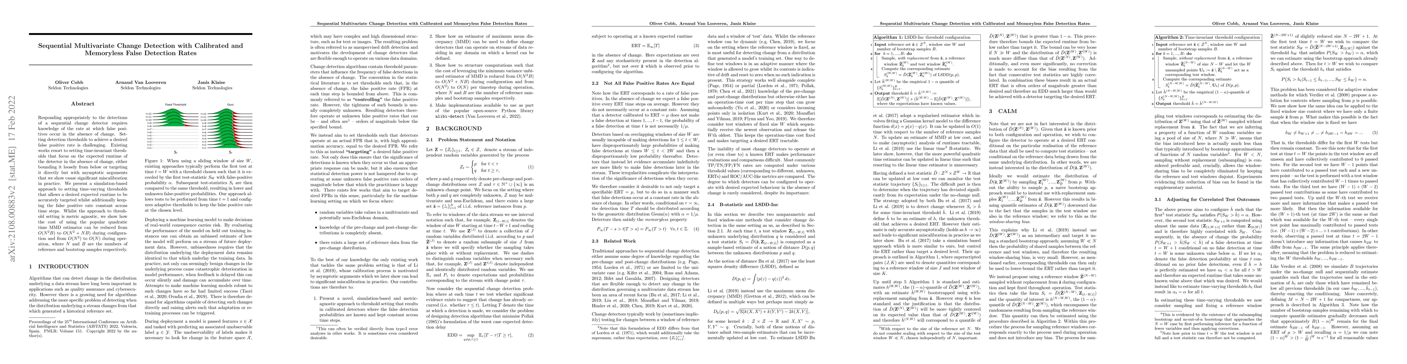 Thumbnail for Sequential Multivariate Change Detection with Calibrated and Memoryless
  False Detection Rates