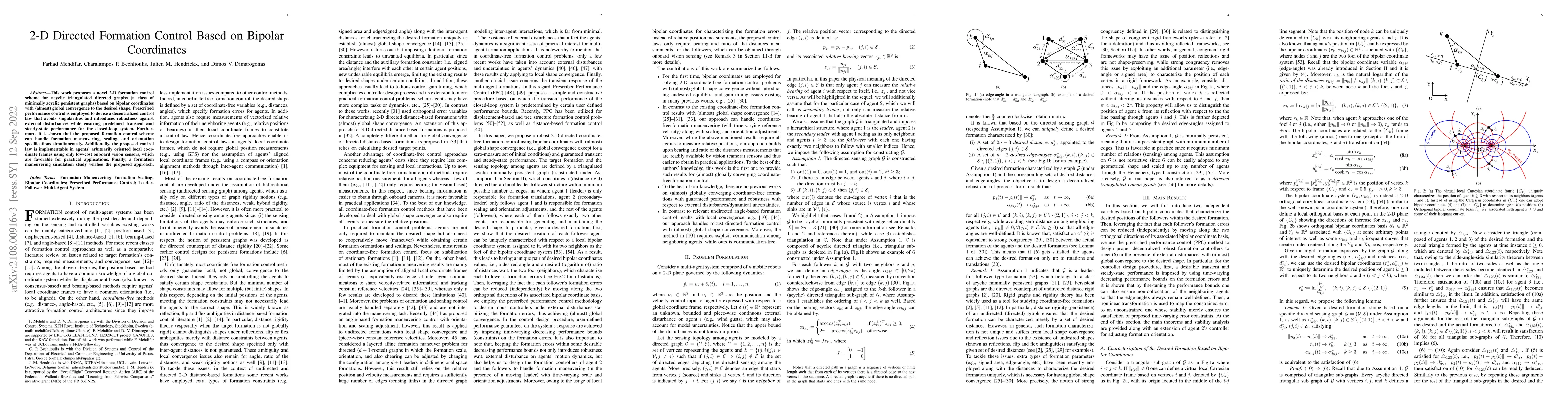 Thumbnail for 2-D Directed Formation Control Based on Bipolar Coordinates