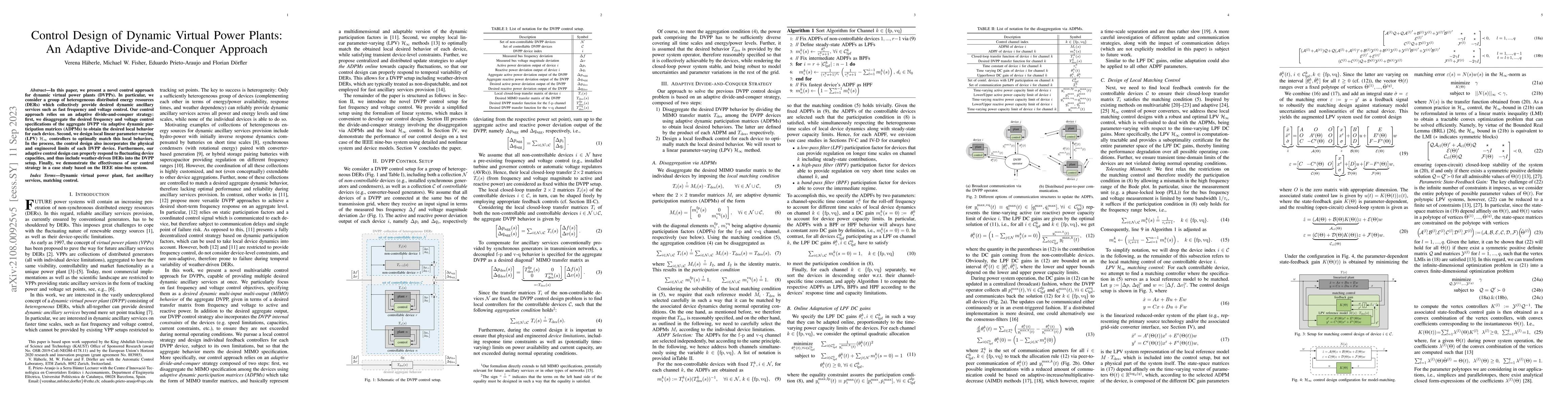 Thumbnail for Control Design of Dynamic Virtual Power Plants: An Adaptive
  Divide-and-Conquer Approach