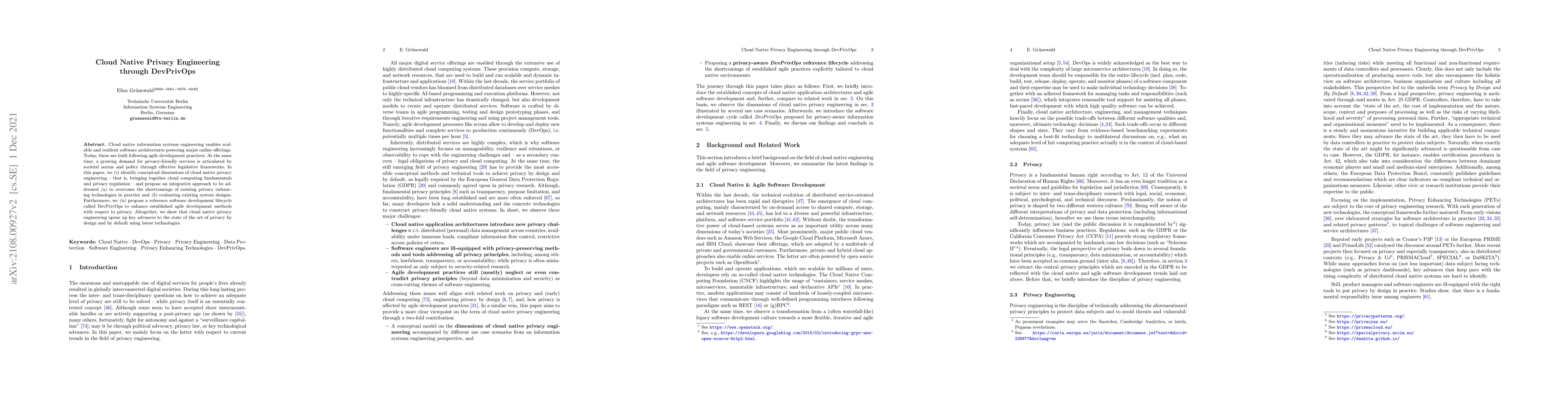 Thumbnail for Cloud Native Privacy Engineering through DevPrivOps