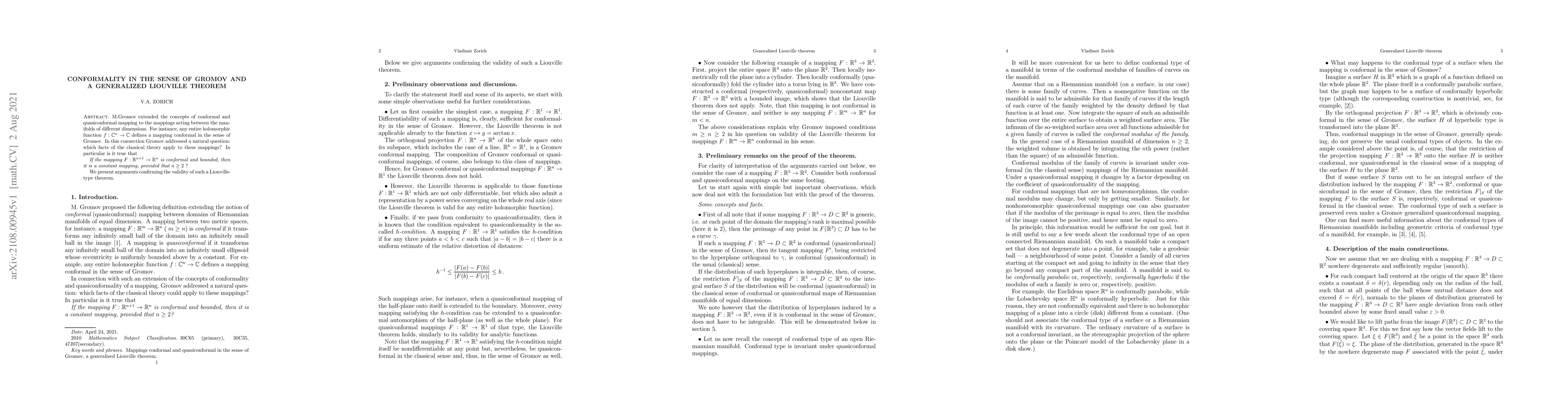 Thumbnail for Conformality in the sense of Gromov and a generalized Liouville theorem