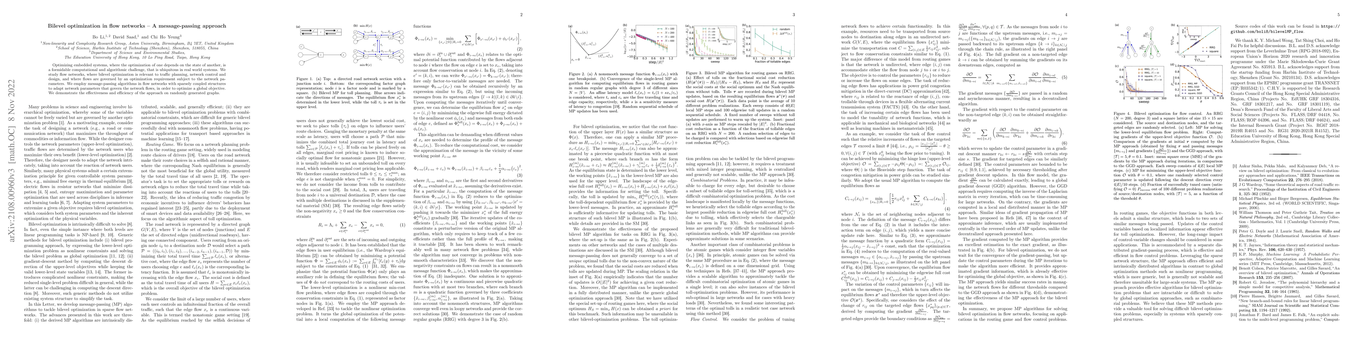 Thumbnail for Bilevel optimization in flow networks: A message-passing approach