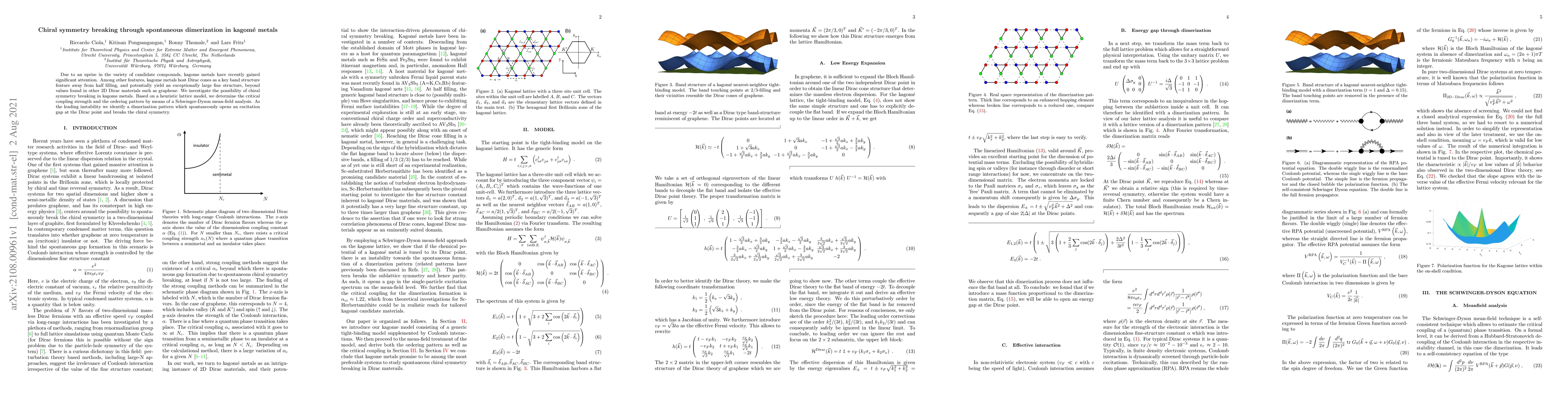 Thumbnail for Chiral symmetry breaking through spontaneous dimerization in kagom\'e
  metals