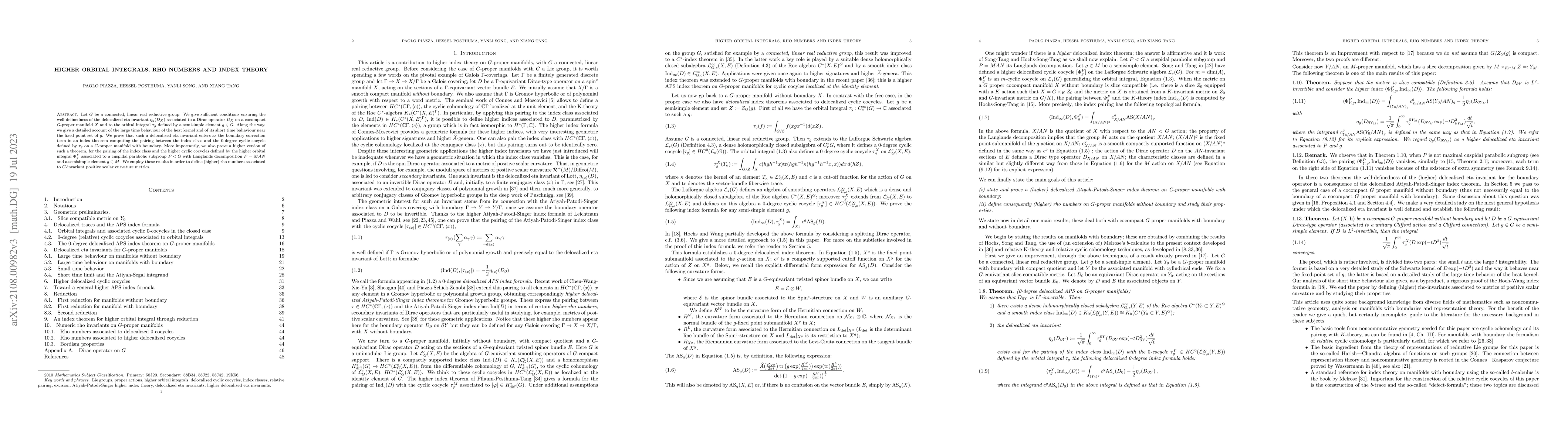 Thumbnail for Higher orbital integrals, rho numbers and index theory