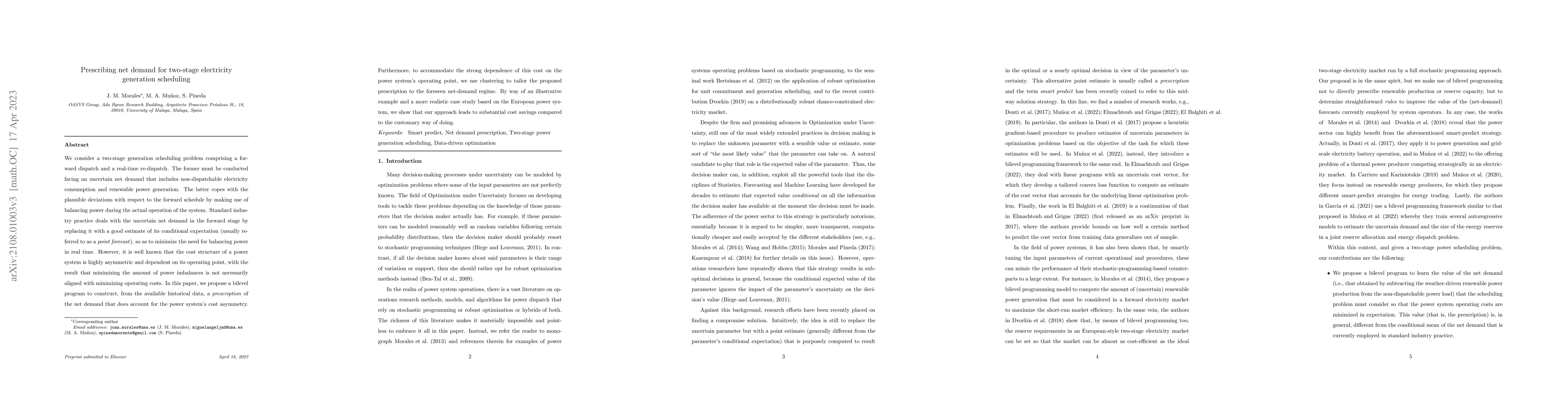 Thumbnail for Prescribing net demand for two-stage electricity generation scheduling