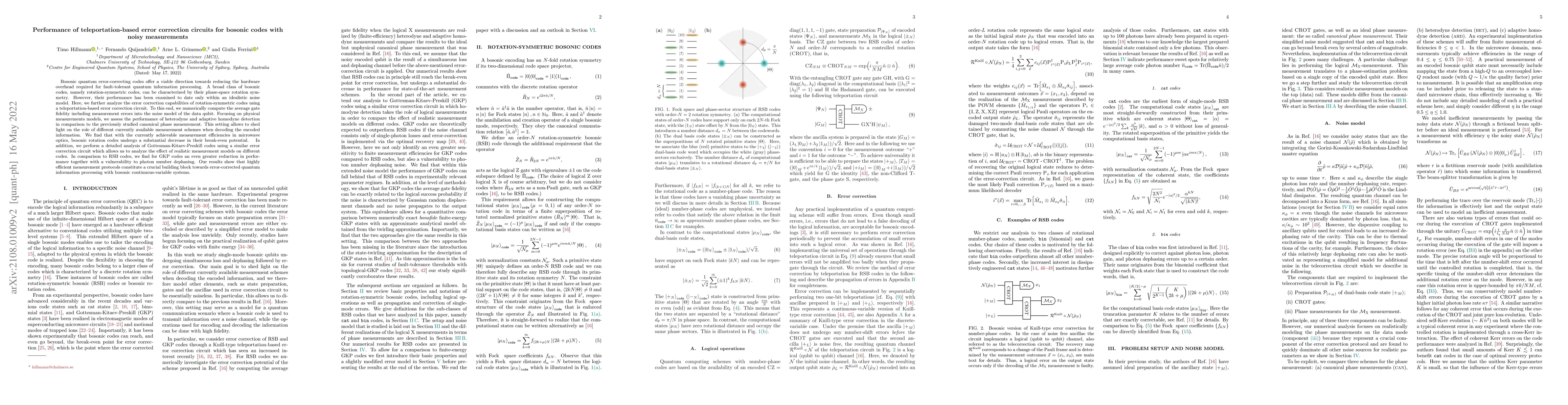 Thumbnail for Performance of teleportation-based error correction circuits for bosonic
  codes with noisy measurements