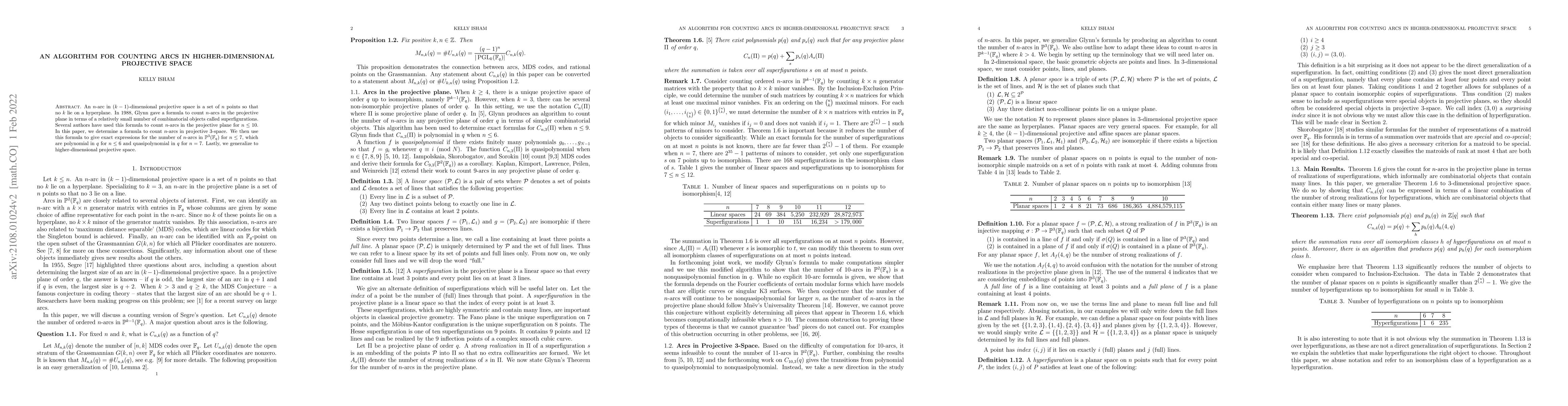 Thumbnail for An algorithm for counting arcs in higher-dimensional projective space
