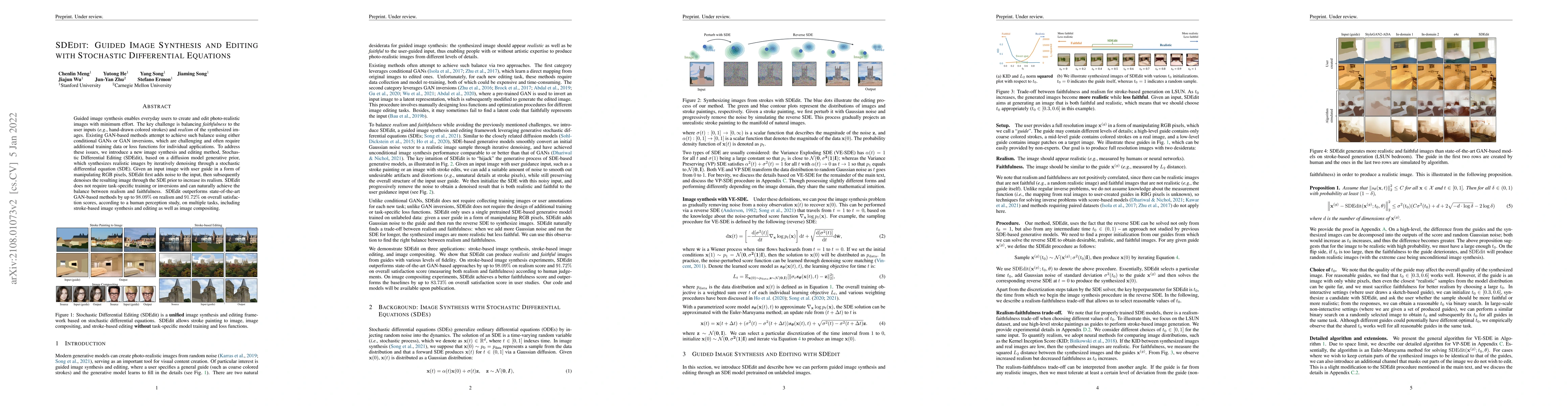 Thumbnail for SDEdit: Guided Image Synthesis and Editing with Stochastic Differential
  Equations