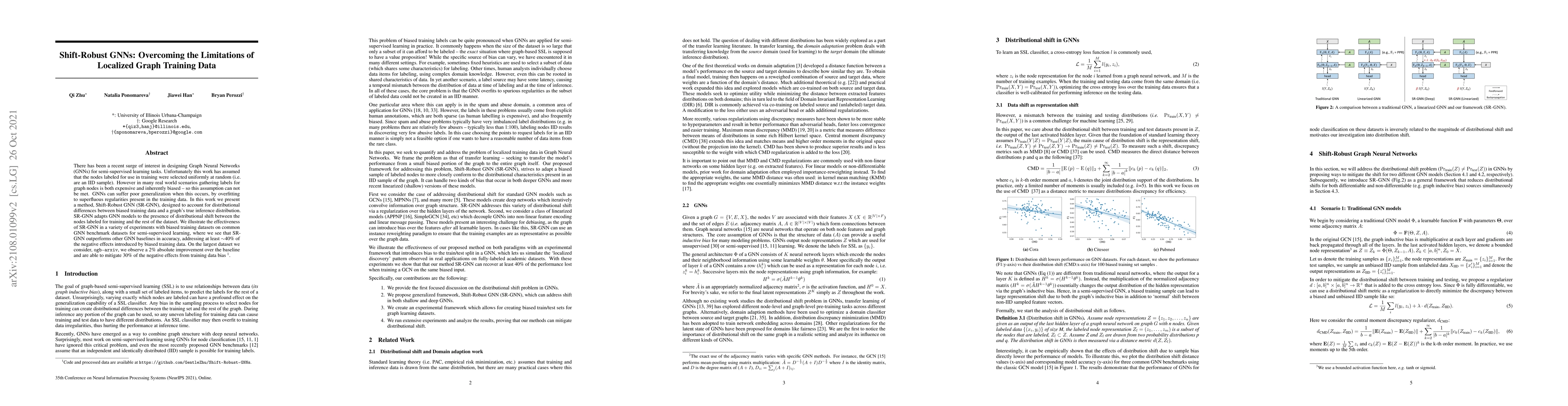 Thumbnail for Shift-Robust GNNs: Overcoming the Limitations of Localized Graph
  Training Data