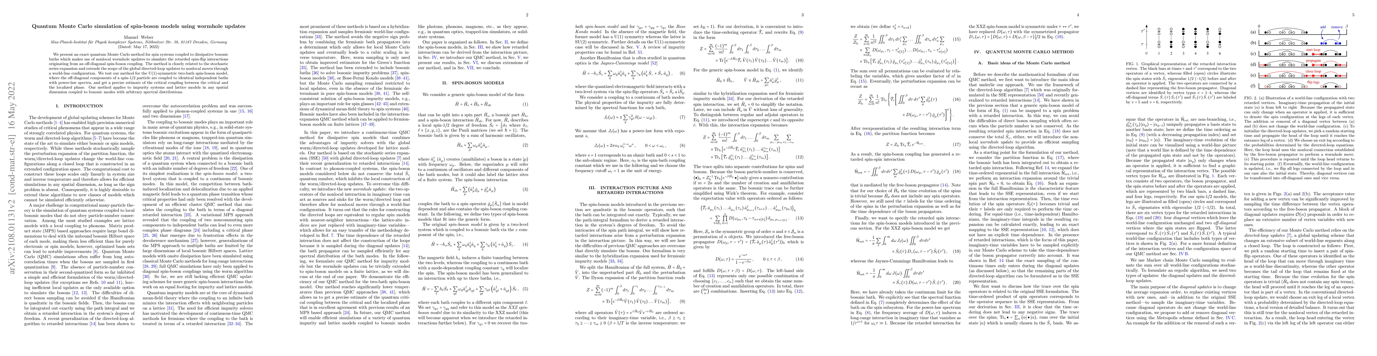 Thumbnail for Quantum Monte Carlo simulation of spin-boson models using wormhole
  updates