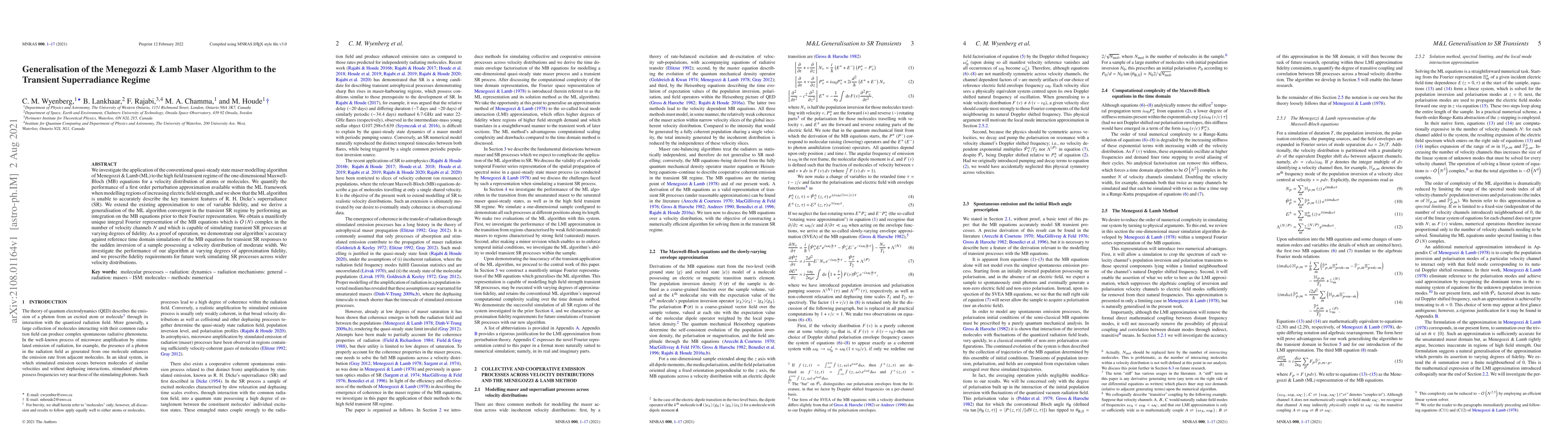 Thumbnail for Generalisation of the Menegozzi & Lamb Maser Algorithm to the Transient
  Superradiance Regime