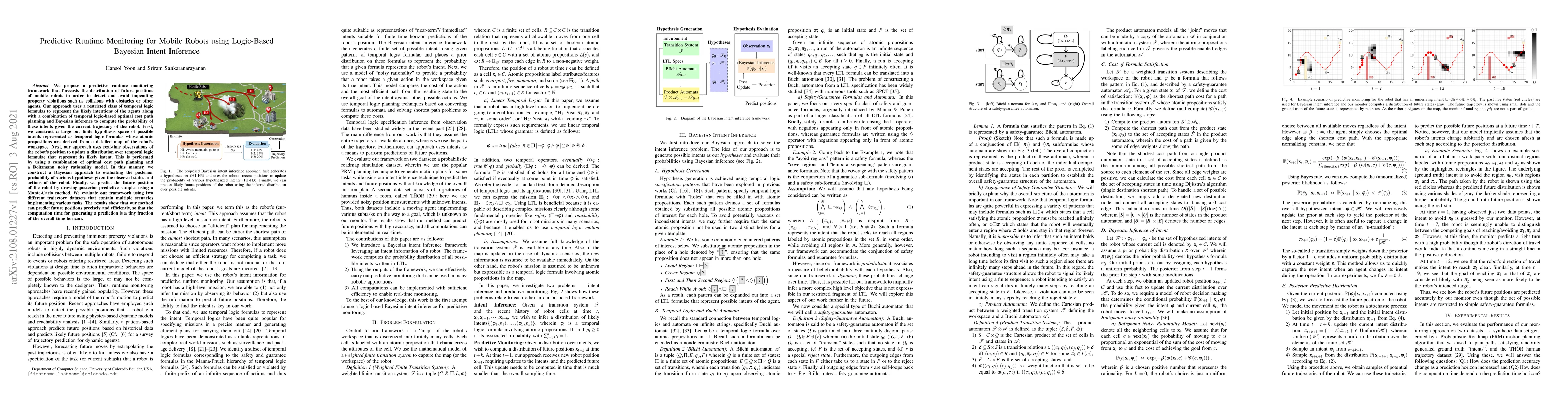 Thumbnail for Predictive Runtime Monitoring for Mobile Robots using Logic-Based
  Bayesian Intent Inference