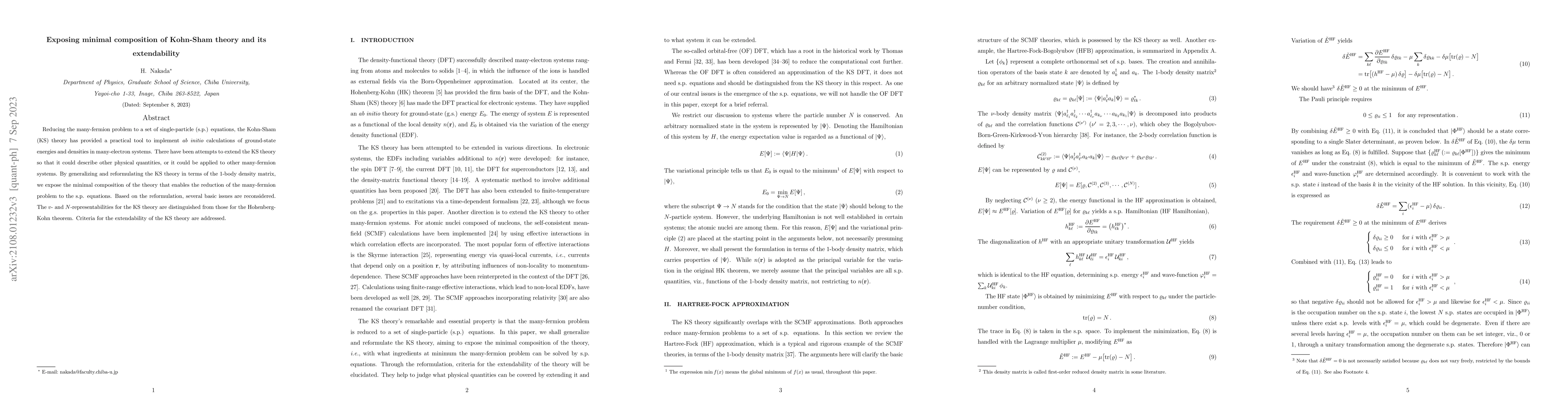 Thumbnail for Exposing minimal composition of Kohn-Sham theory and its extendability