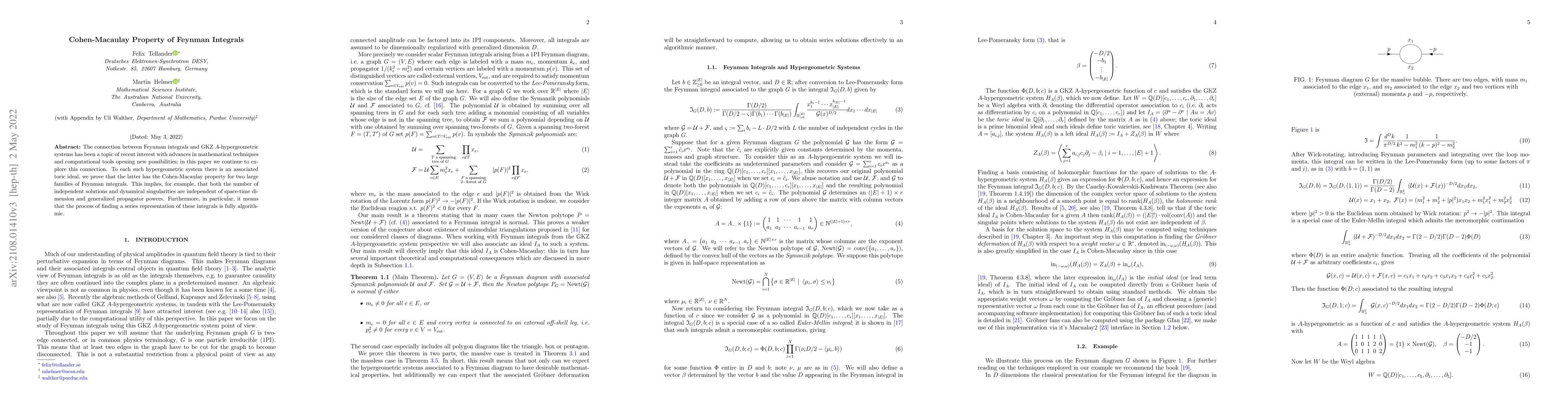 Thumbnail for Cohen-Macaulay Property of Feynman Integrals