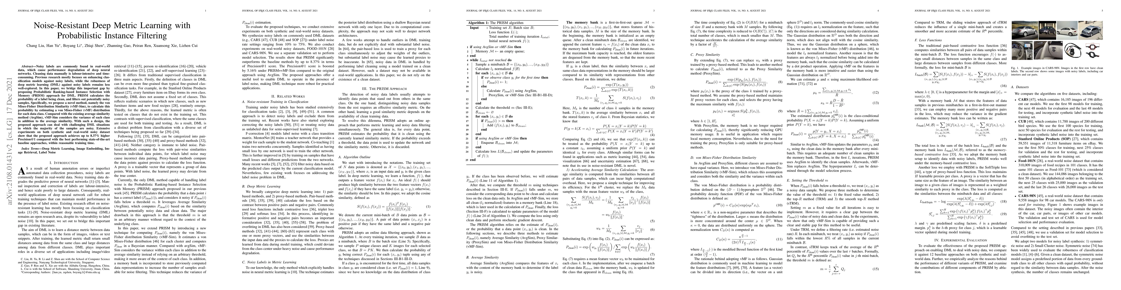 Thumbnail for Noise-Resistant Deep Metric Learning with Probabilistic Instance
  Filtering