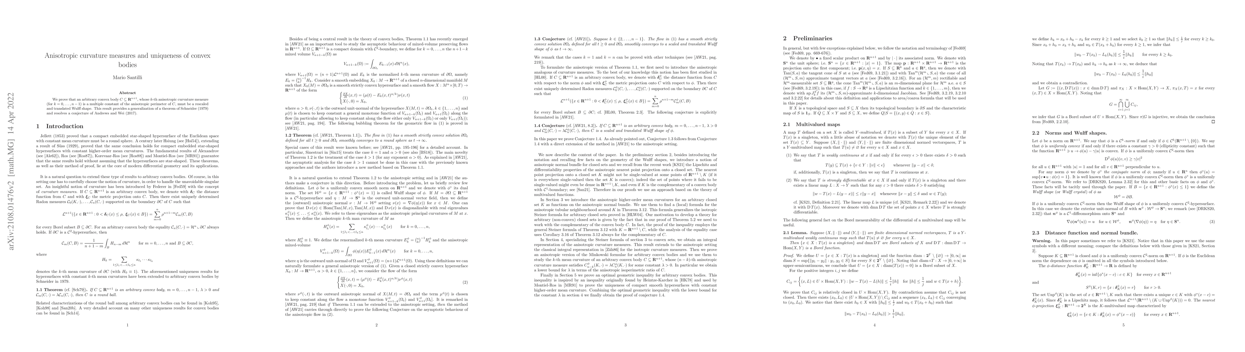Thumbnail for Anisotropic curvature measures and uniqueness of convex bodies