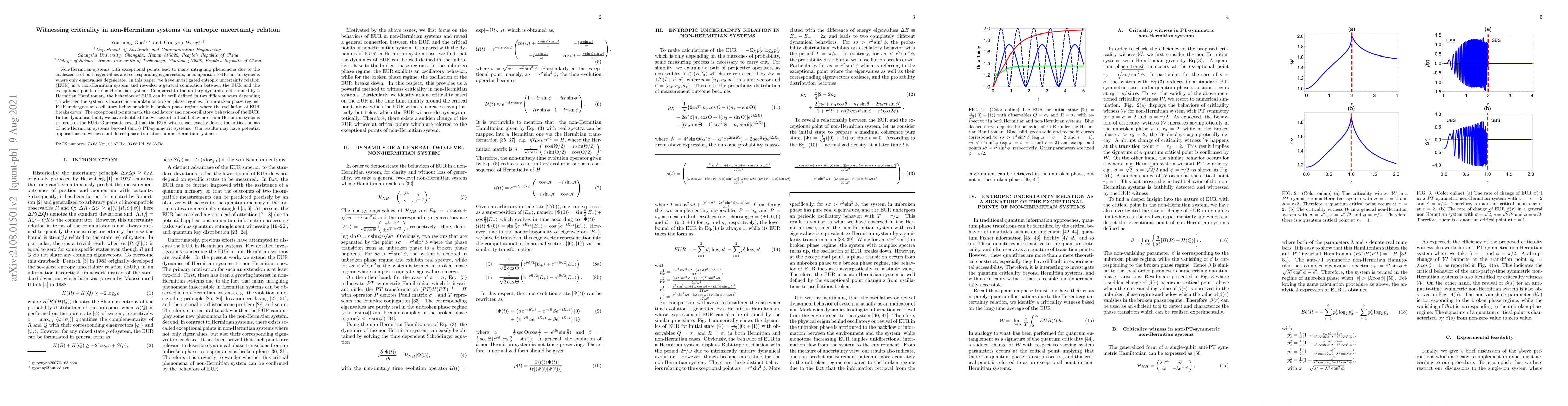 Thumbnail for Witnessing criticality in non-Hermitian systems via entropic uncertainty
  relation