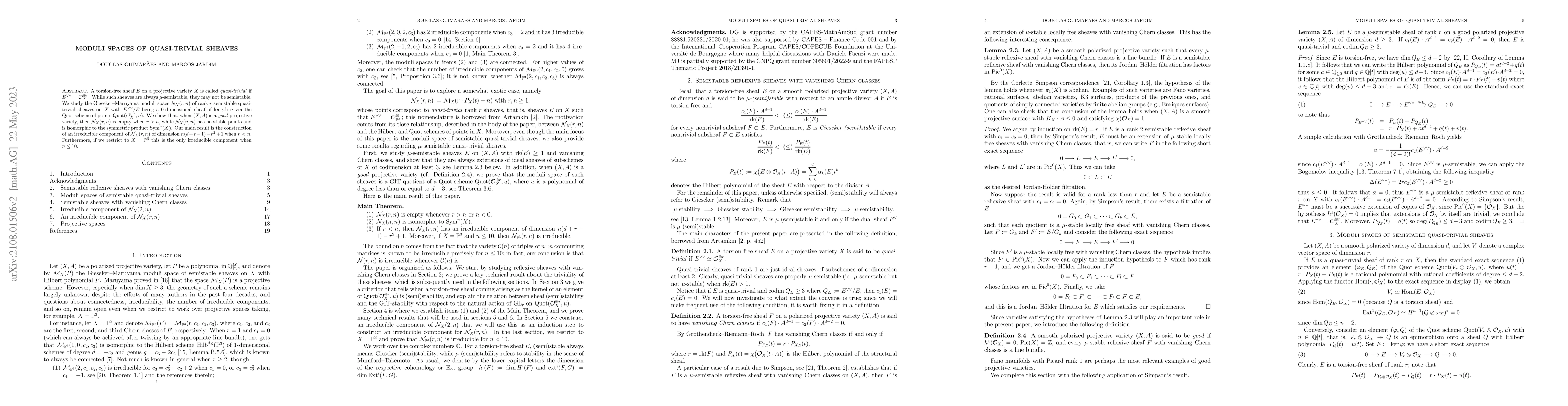 Thumbnail for Moduli spaces of quasi-trivial sheaves
