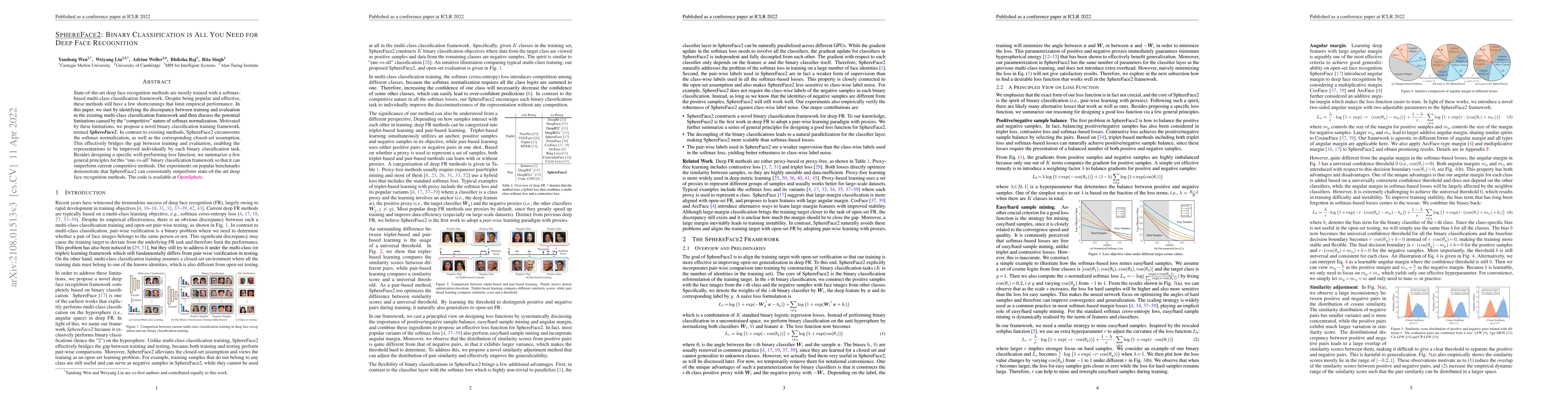 Thumbnail for SphereFace2: Binary Classification is All You Need for Deep Face
  Recognition
