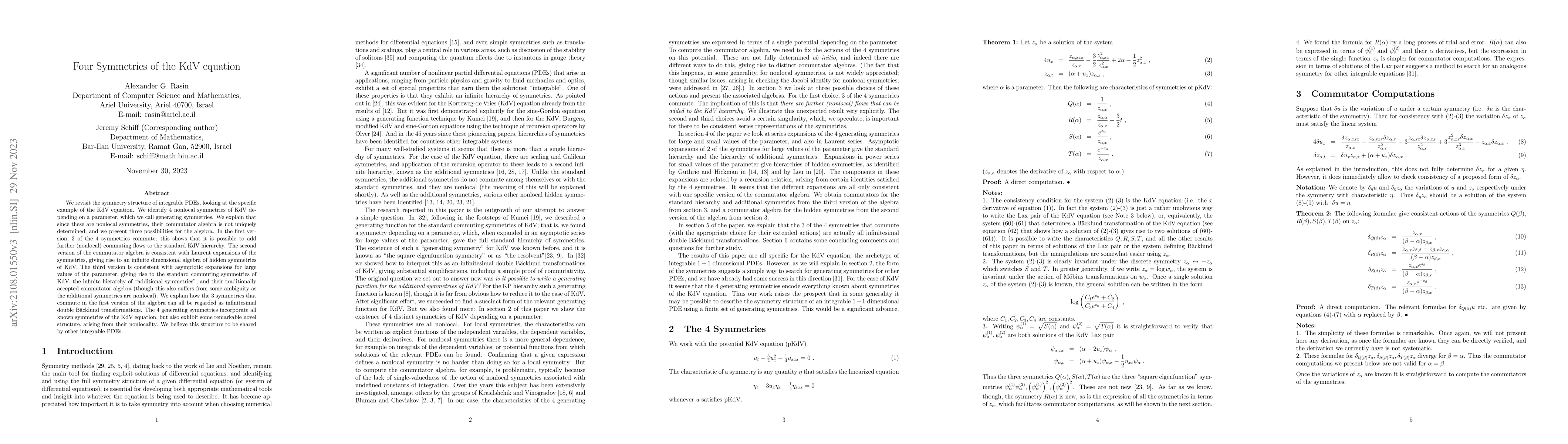 Thumbnail for Four Symmetries of the KdV equation