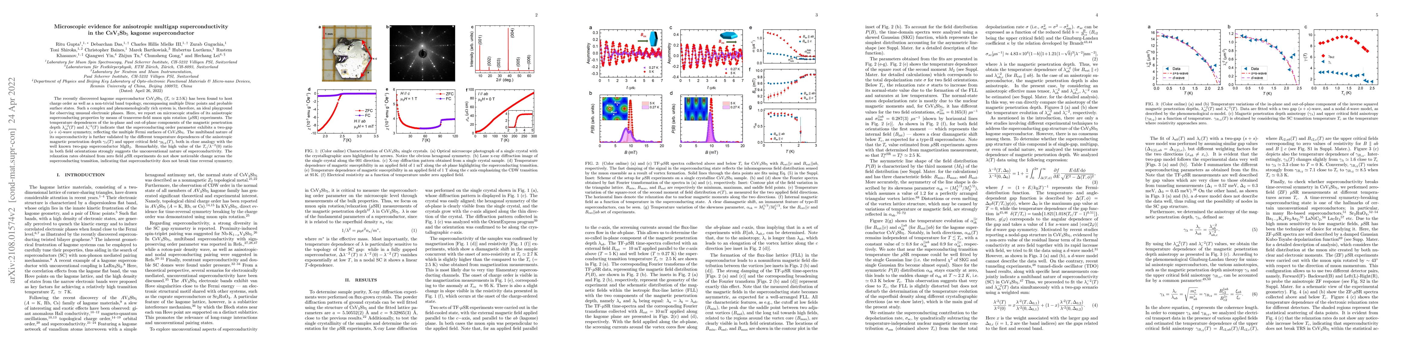 Thumbnail for Microscopic evidence for anisotropic multigap superconductivity in the
  CsV$_3$Sb$_5$ kagome superconductor