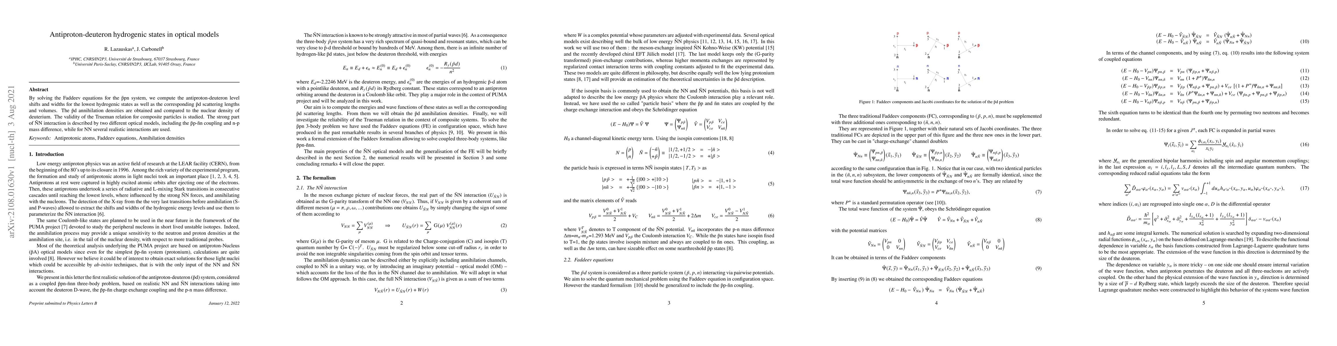 Thumbnail for Antiproton-deuteron hydrogenic states in optical models