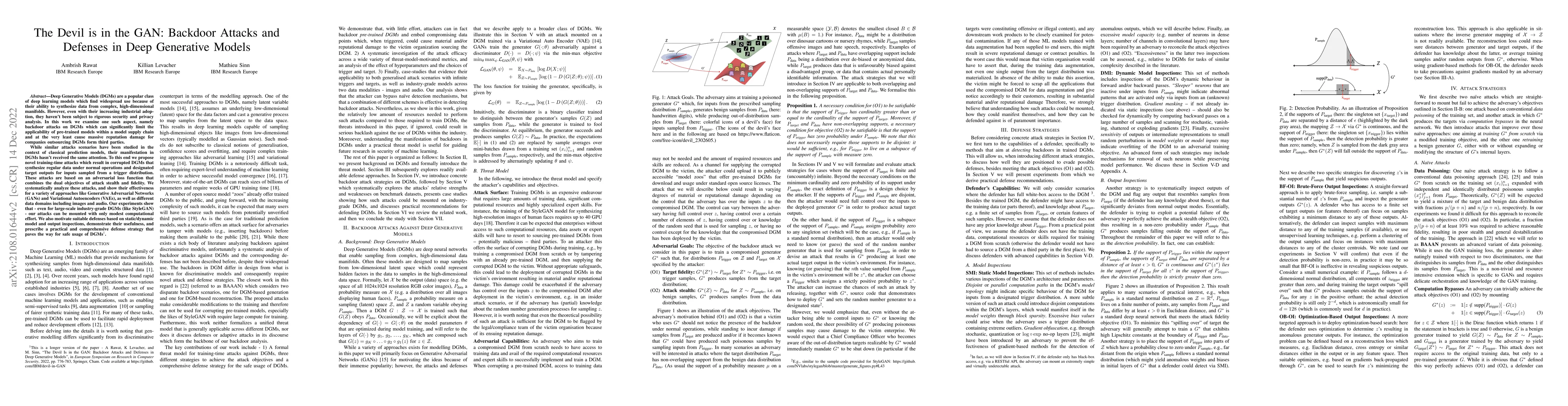 Thumbnail for The Devil is in the GAN: Backdoor Attacks and Defenses in Deep
  Generative Models