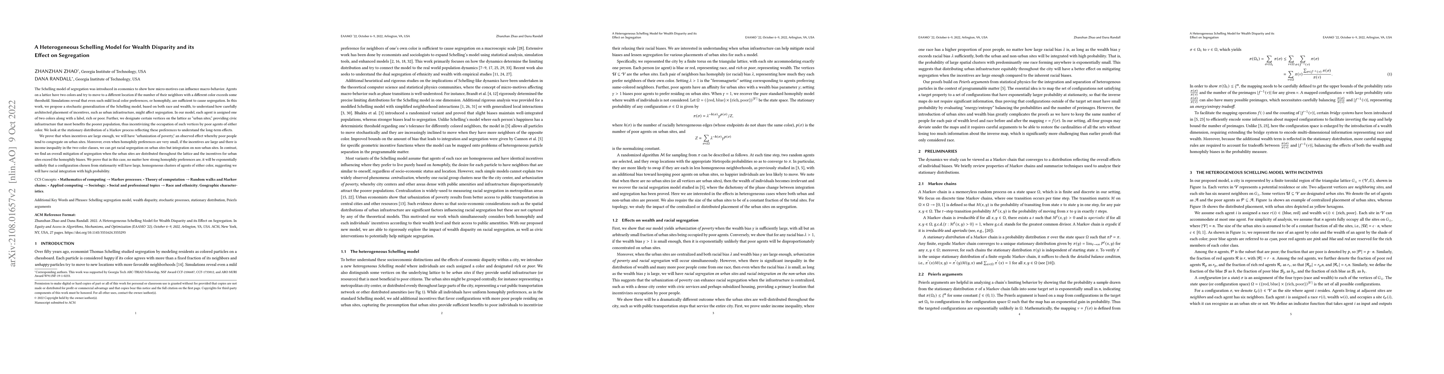 Thumbnail for A Heterogeneous Schelling Model for Wealth Disparity and its Effect on
  Segregation