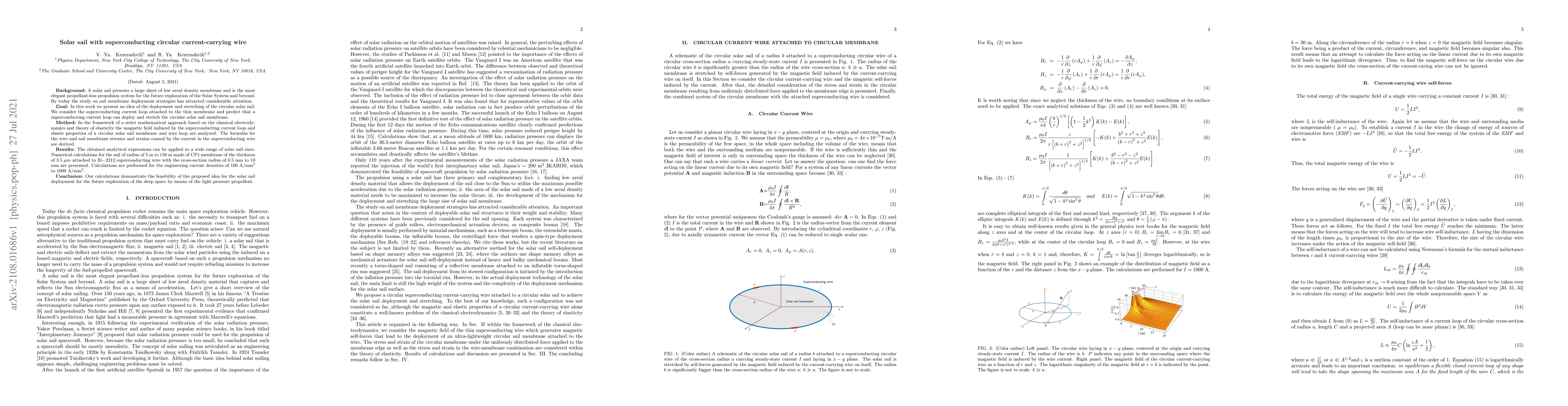 Thumbnail for Solar sail with superconducting circular current-carrying wire