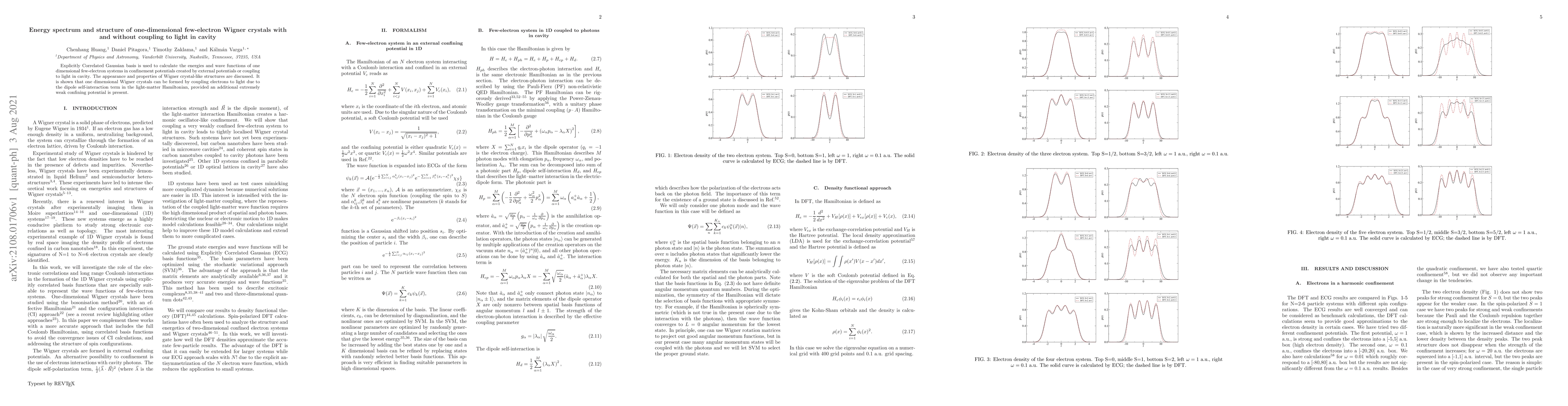 Thumbnail for Energy spectrum and structure of one-dimensional few-electron Wigner
  crystals with and without coupling to light in cavity