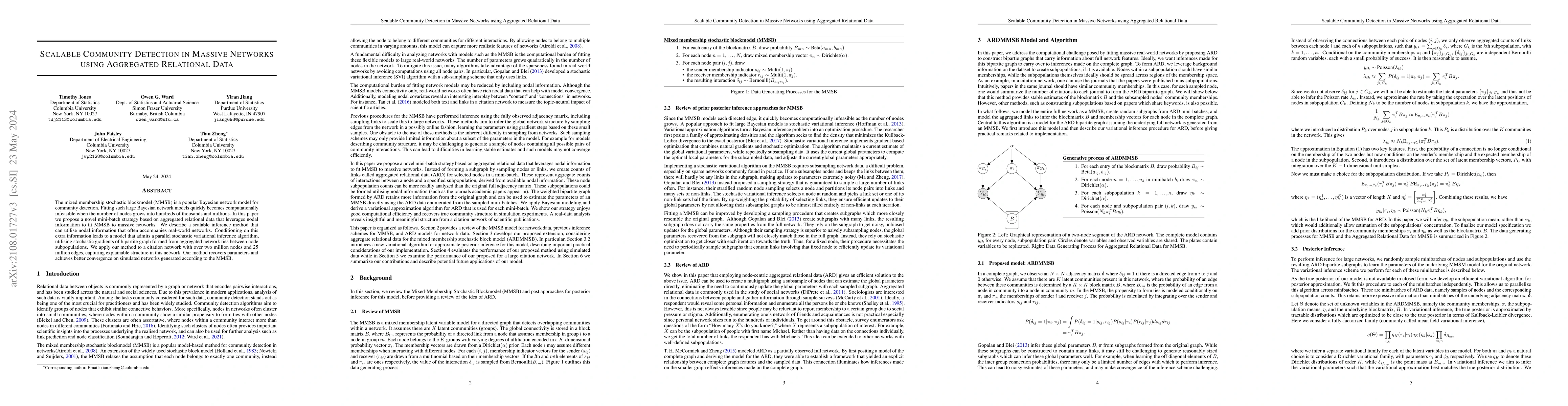 Thumbnail for Scalable Community Detection in Massive Networks Using Aggregated
  Relational Data