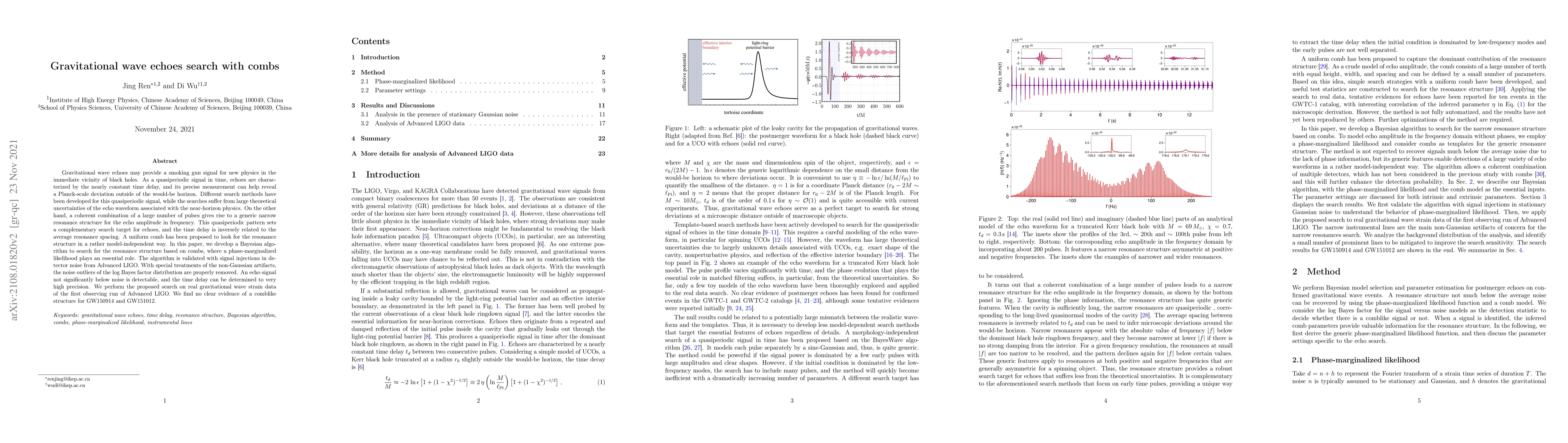 Thumbnail for Gravitational wave echoes search with combs