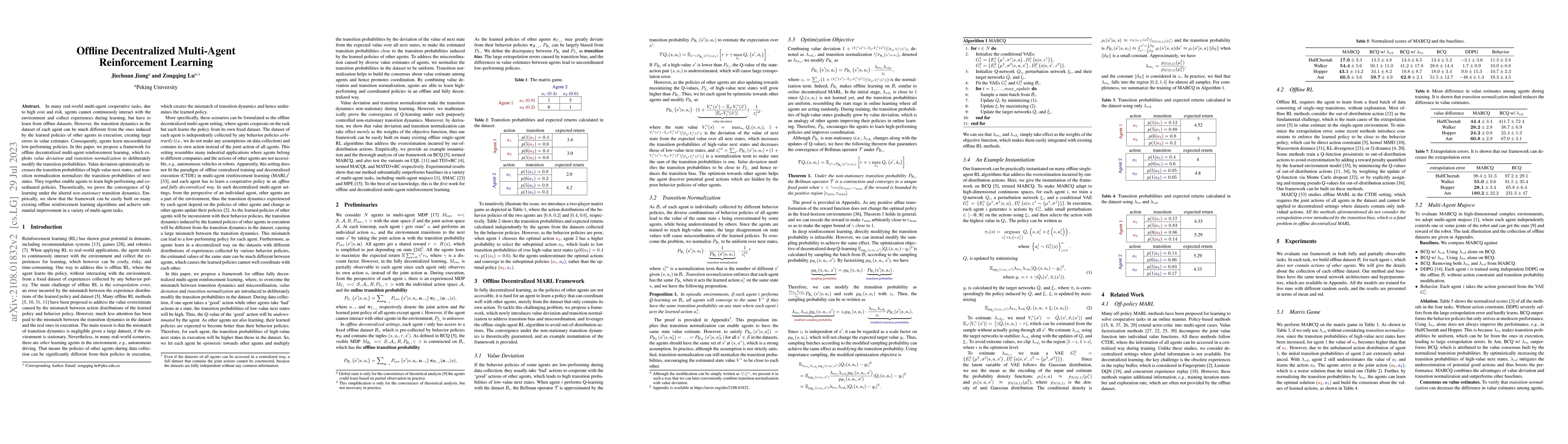 Thumbnail for Offline Decentralized Multi-Agent Reinforcement Learning